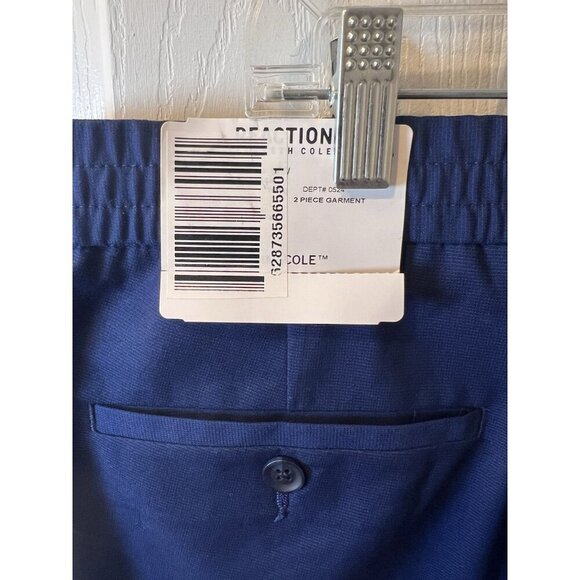Kenneth Cole Reaction Men’s Slim Fit Dress Pants 37/32 Blue Navy Solid NWT - Picture 6 of 7